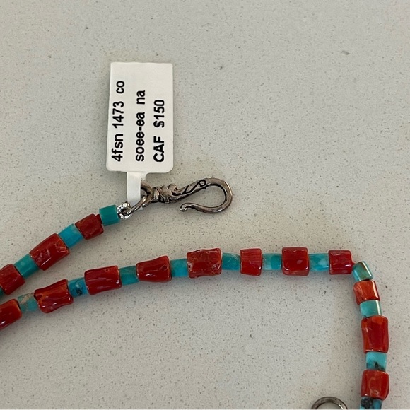 Unisex One of a kind Branch Coral & Kingman Turquoise necklace 19” length. - Picture 7 of 7